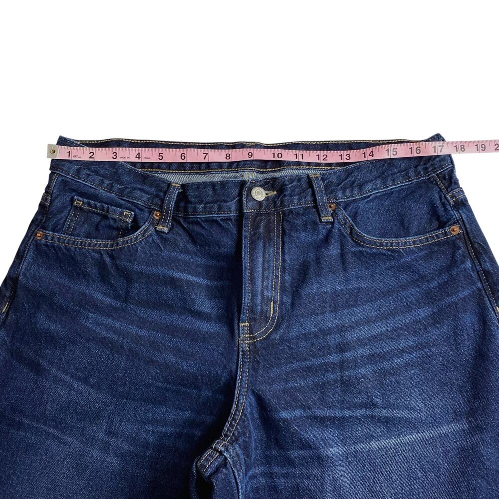Old Navy Baggy Wide Leg Jeans Dark Wash Mid Rise Sz 14 Petite Skater Streetwear - Picture 10 of 13